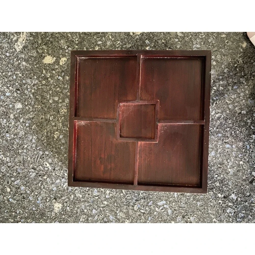 Red Envelope Square Cubist Appetizer & Hors d'Oeuvres Serving Tray 9 1/2”